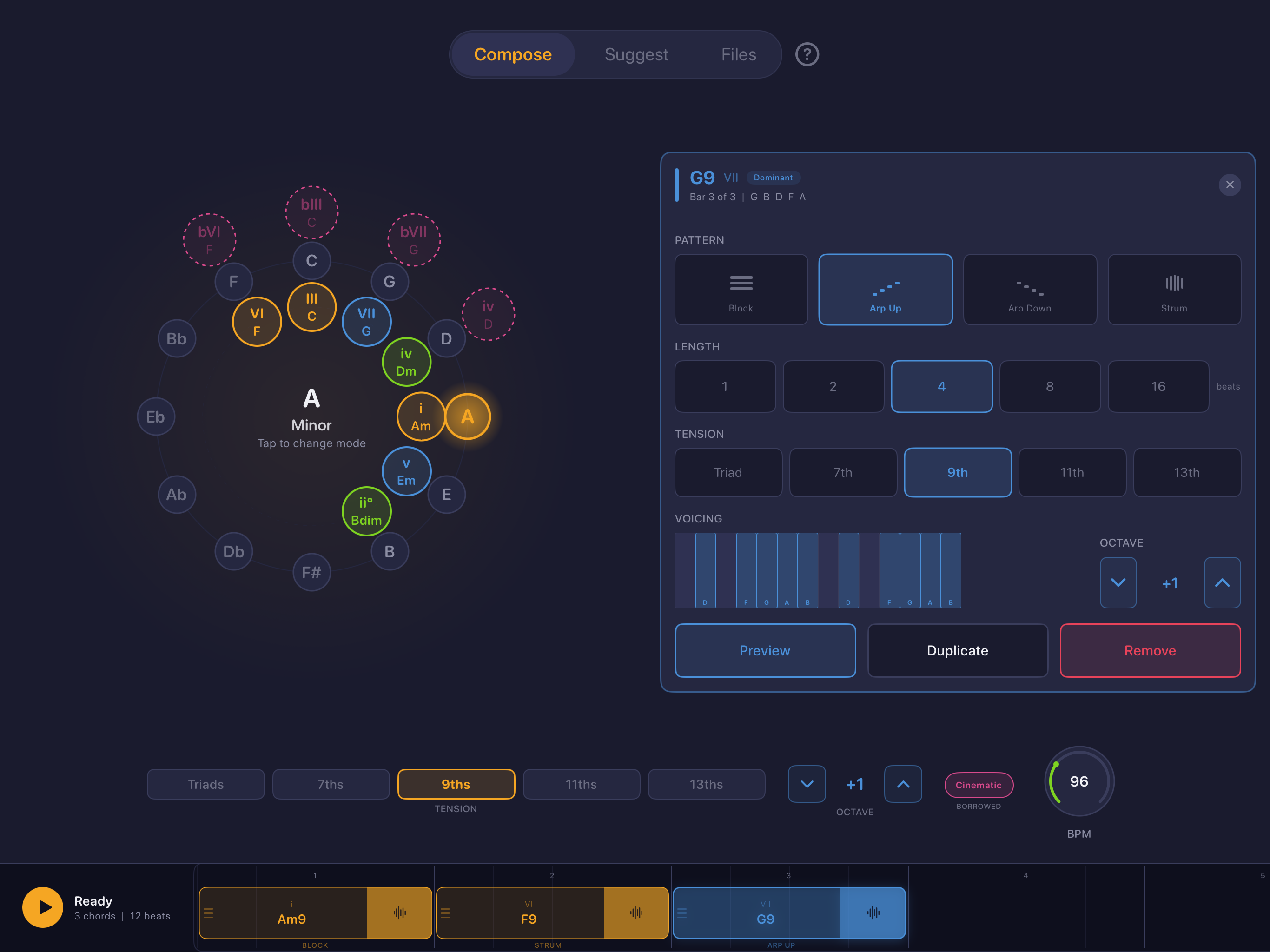 ChordFlow minor key chord editor