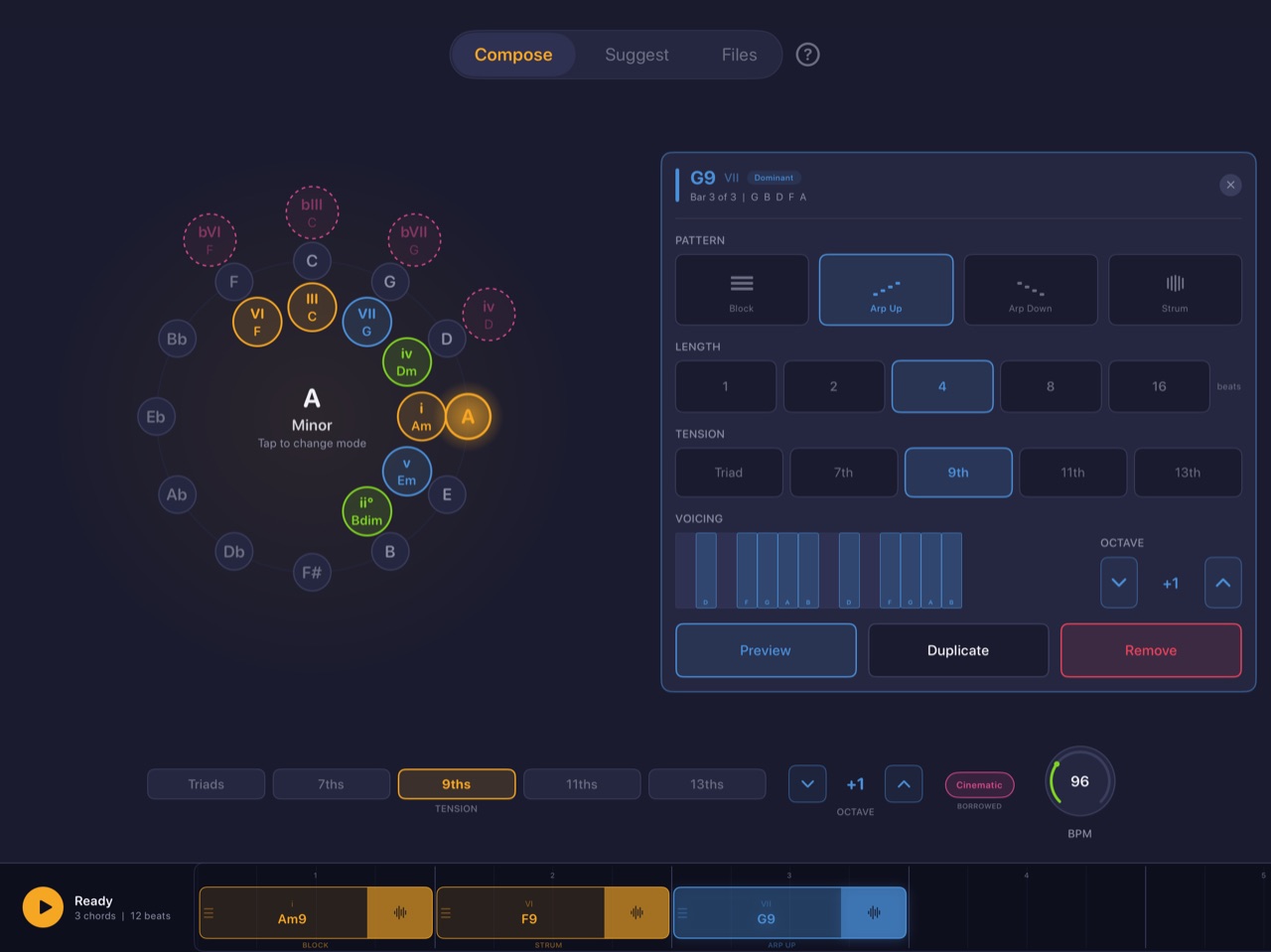 ChordFlow minor key chord editor