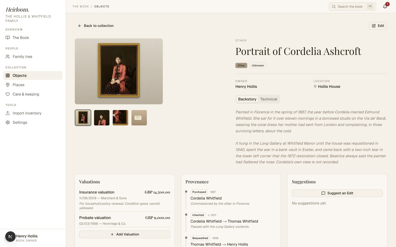 An heirloom's card: photos, story, value