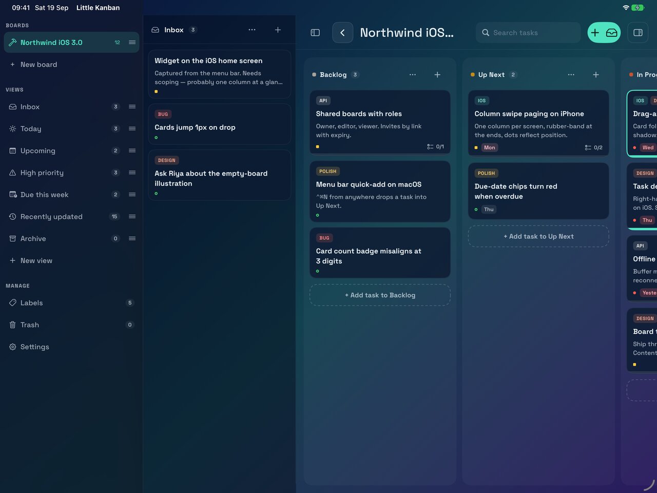 The Inbox, one column wide