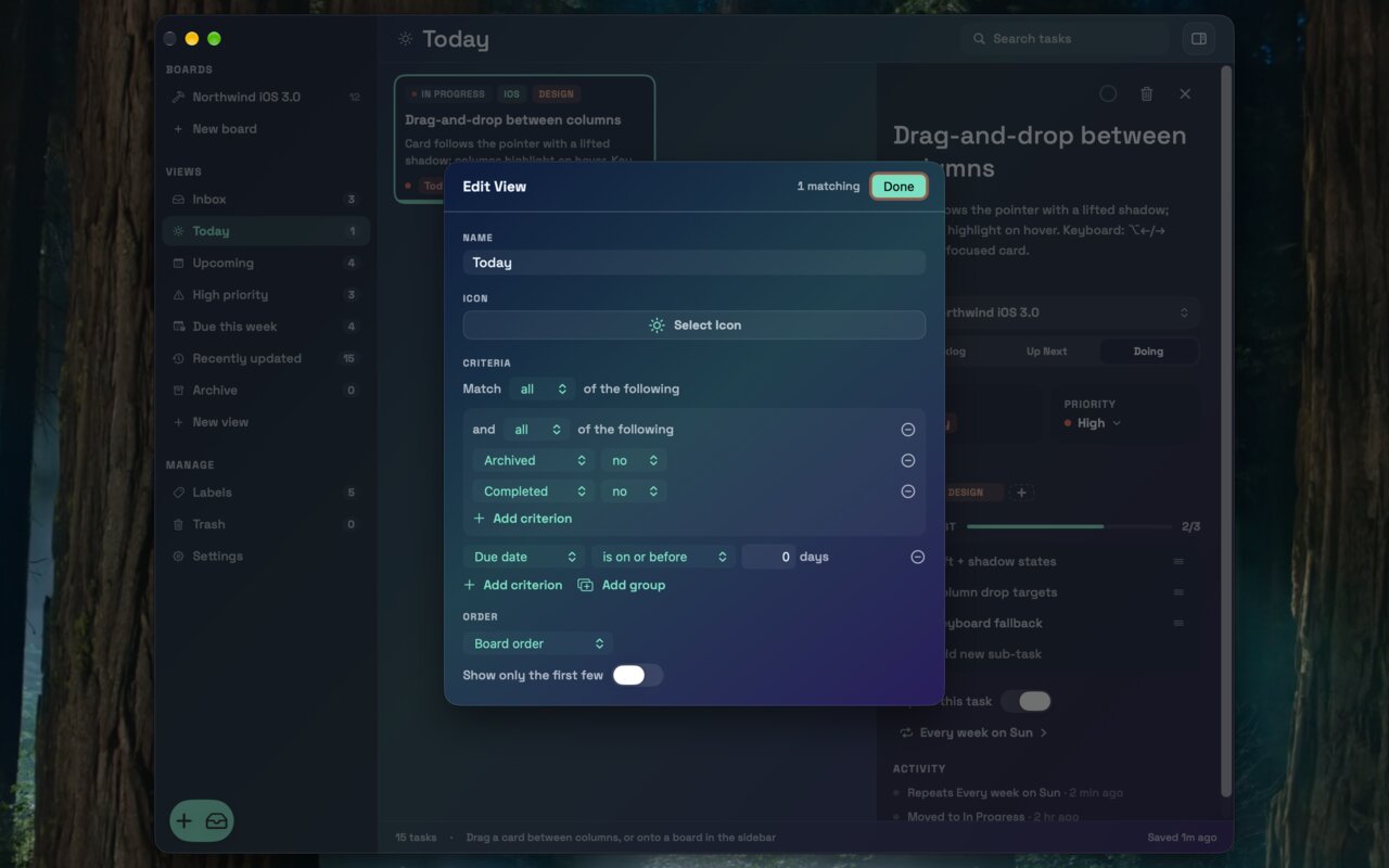 Saved views cut across every board
