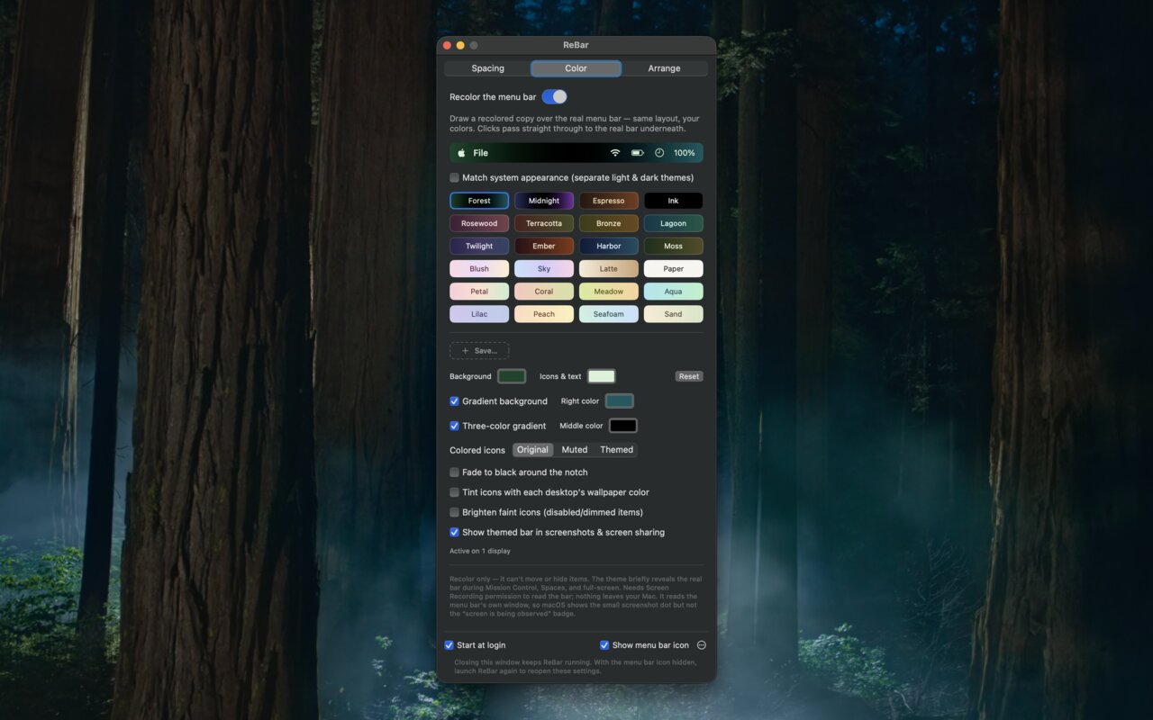 Twenty-four built-in themes and your own, previewed live