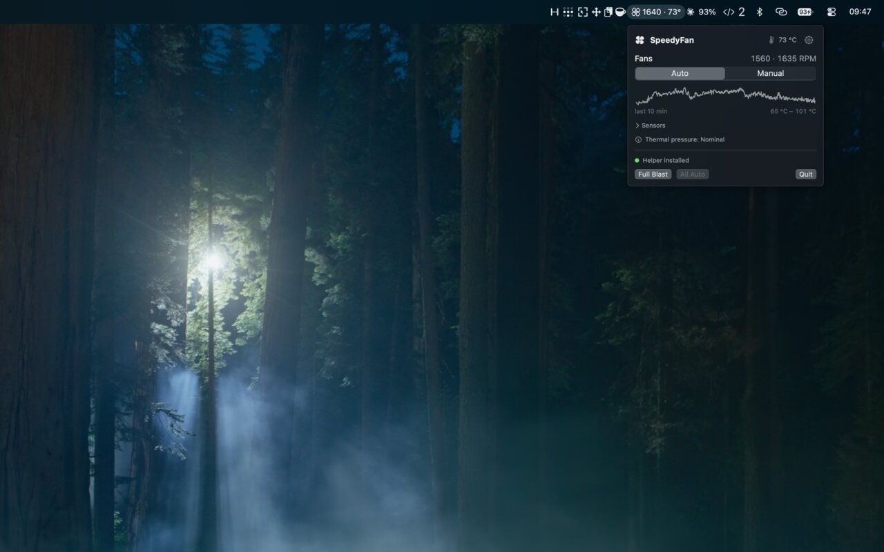Every fan and the hottest sensor, one click from the menu bar